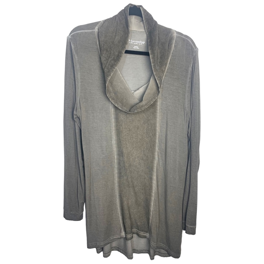 Soft Surroundings Taupe Fluid Sinclair Cowl Neck Tunic‎ Top sz M